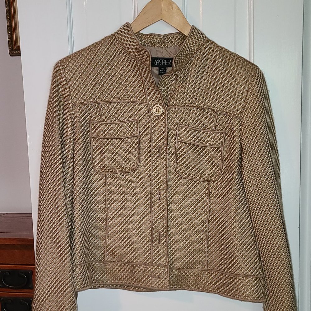 Kasper ~ Sz 10 ~ Brown/Tan ~ Tweed Jacket